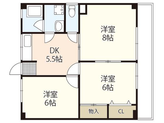 江島マンション(3DK/3階)の間取り写真