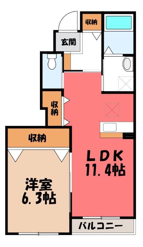 イデアル(1LDK/1階)の間取り写真