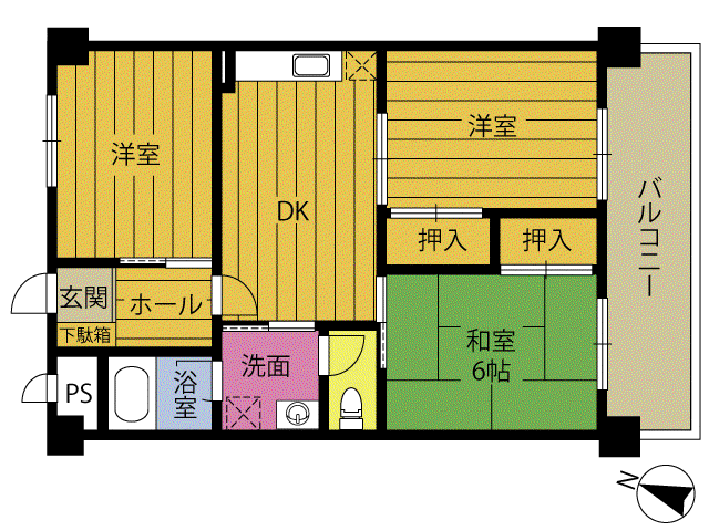 N-STAGE下郡(3DK/4階)の間取り写真