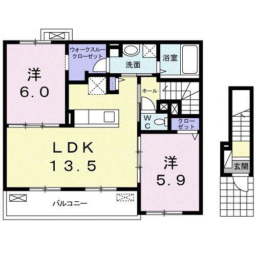 ベル ビオーラ(2LDK/2階)の間取り写真