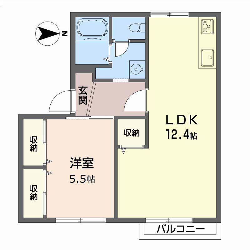 シャルマンハイツ魚崎(1LDK/2階)の間取り写真