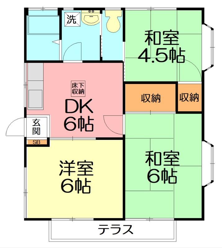 コーポ相原(3DK/1階)の間取り写真