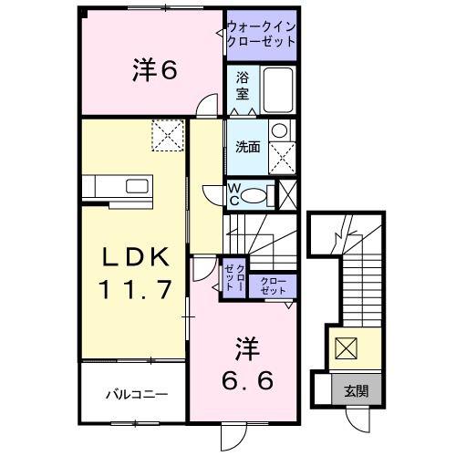 グランデュールA(2LDK/2階)の間取り写真