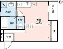 WIND BELL高司(1K/2階)の間取り写真