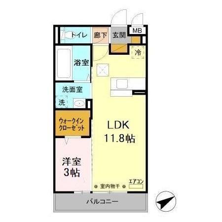 コスモパークC(1LDK/1階)の間取り写真