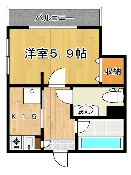 クレスト46(1K/1階)の間取り写真
