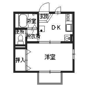 リッチライフ八坂(1DK/2階)の間取り写真