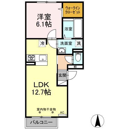 クレア・ド・ルーン(1LDK/3階)の間取り写真