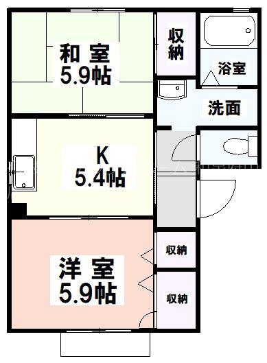 花水木タウン(2K/1階)の間取り写真