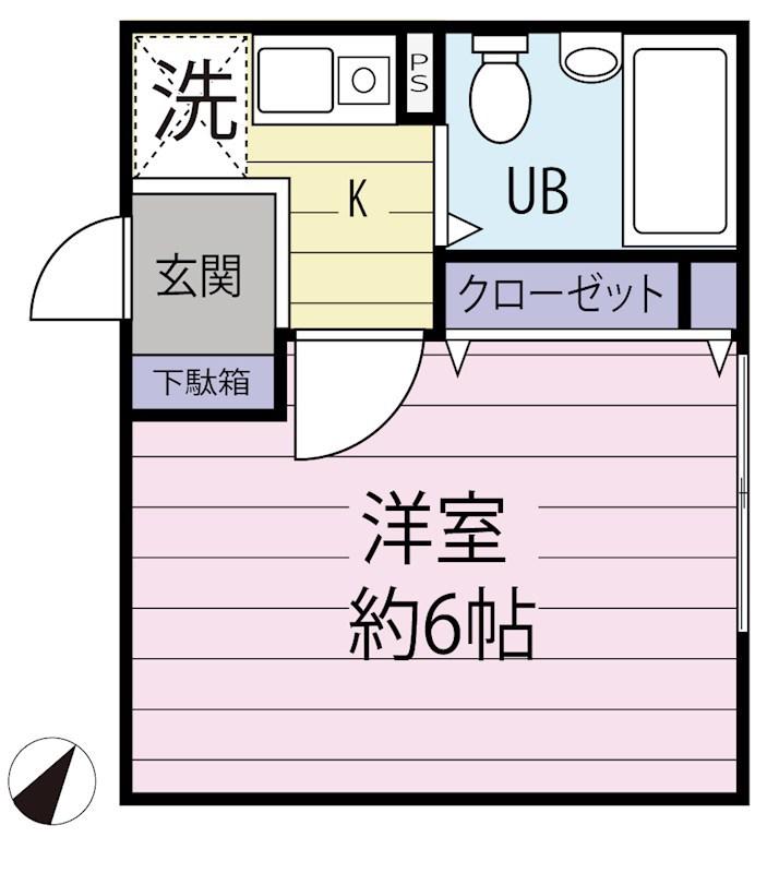 寿ハイツ(1K/1階)の間取り写真