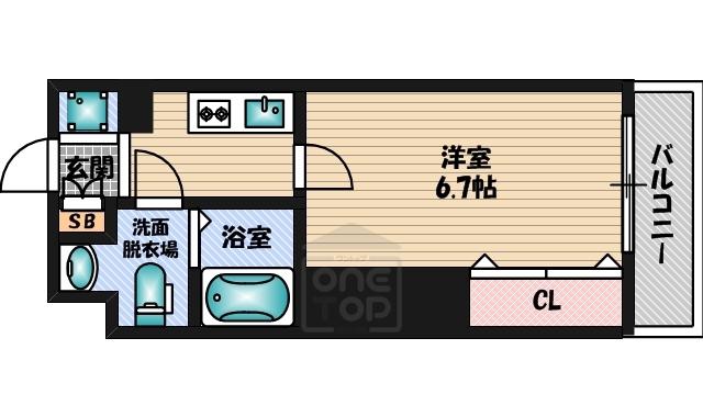 ラグゼ豊津(1K/1階)の間取り写真