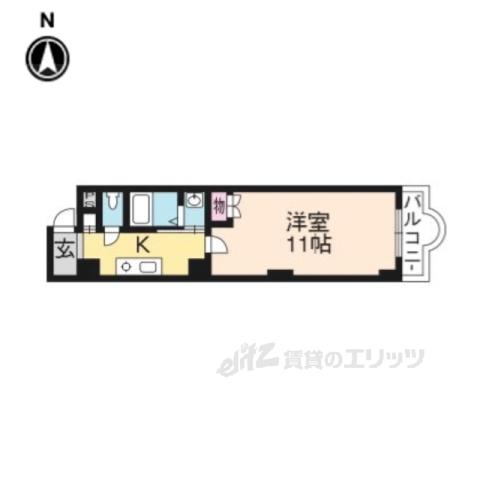 サンシティ烏丸(1K/2階)の間取り写真