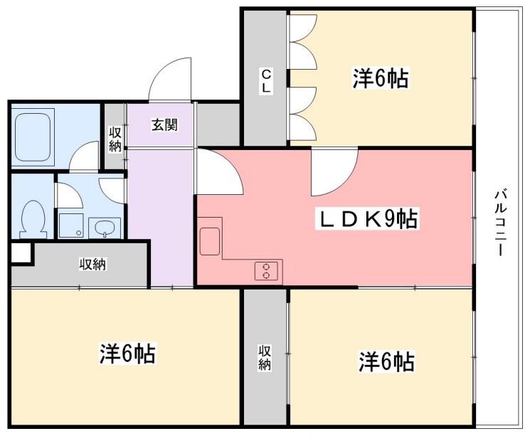 インタービレッジ天満(3LDK/2階)の間取り写真