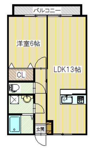 ハイツホワイトヒルズ(1LDK/1階)の間取り写真