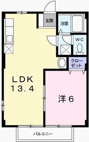 ファミィール町田(1LDK/2階)の間取り写真