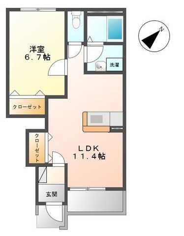プラムエル&アールII(1LDK/1階)の間取り写真