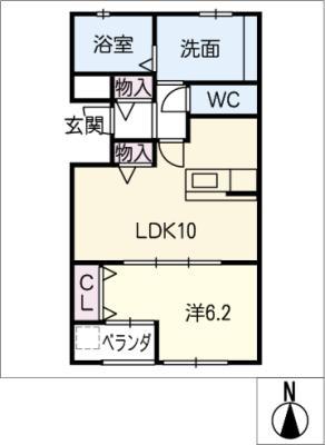ASKA HILLS(1LDK/2階)の間取り写真