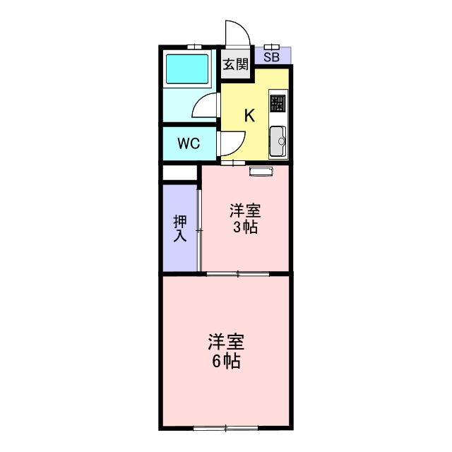 鶴ヶ岡マンション(2K/4階)の間取り写真