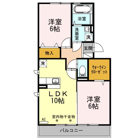 ソシアA(2LDK/3階)の間取り写真