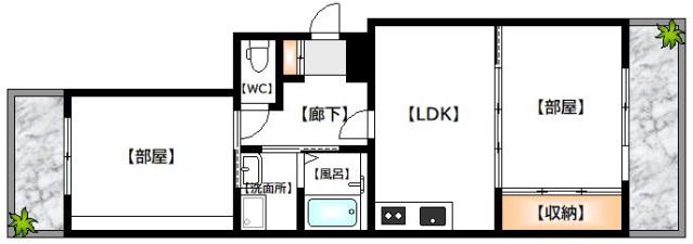 田中第一ビル(2LDK/4階)の間取り写真