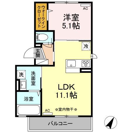 カンパーレGA(1LDK/3階)の間取り写真