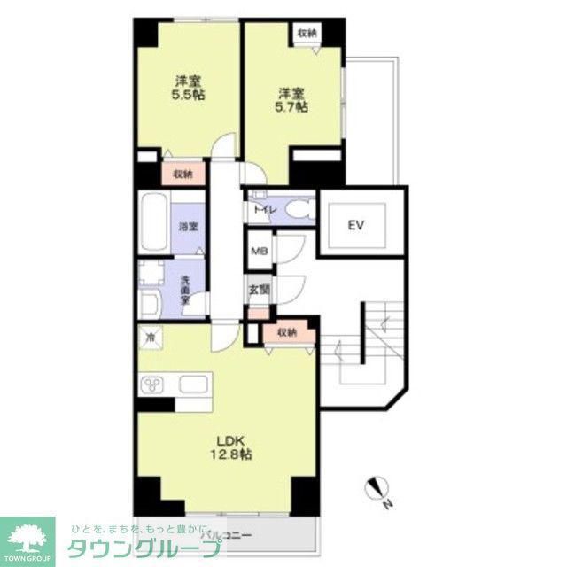 THE HERON S(2LDK/8階)の間取り写真