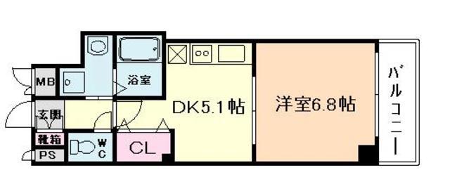 アパートメント玉川(1DK/2階)の間取り写真