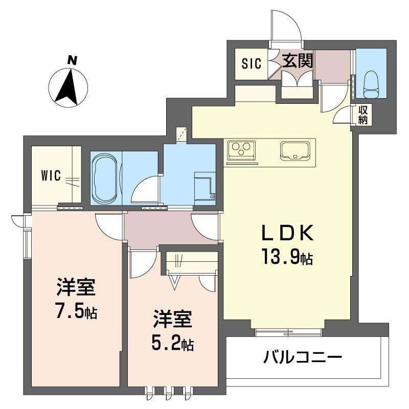 ラフィネ東川口(2LDK/3階)の間取り写真