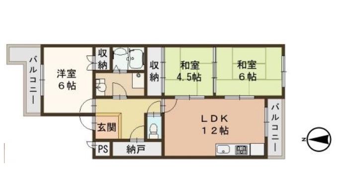 エミネンス有瀬 角(3LDK/3階)の間取り写真