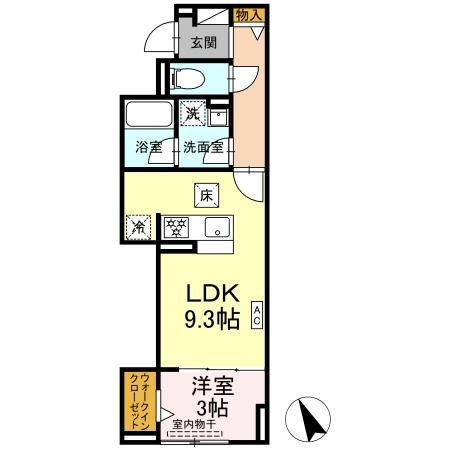 アリヴィオ(1LDK/1階)の間取り写真