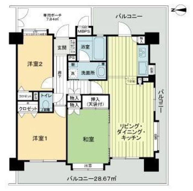 ライオンズプラザ鶯谷(3LDK/6階)の間取り写真