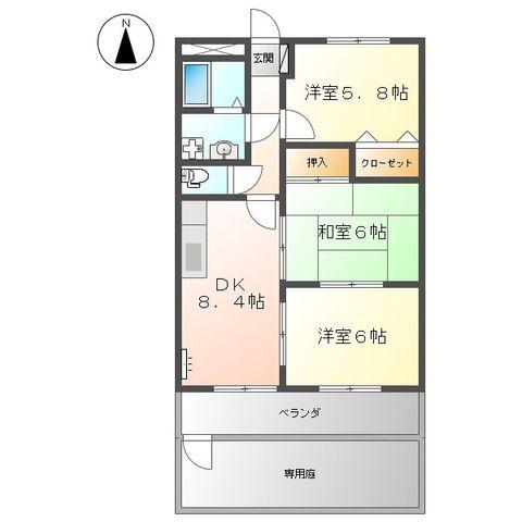 ハイツエトワール(3DK/1階)の間取り写真