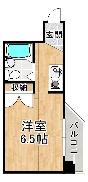 シェルプール弐番館(ワンルーム/1階)の間取り写真