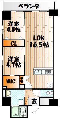 エルザグランツ中津口 (2LDK/13階)の間取り写真