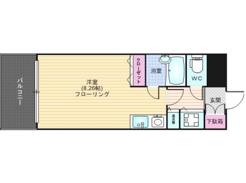 ロマネスク平和(ワンルーム/2階)の間取り写真