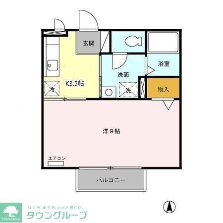 パルメゾン(1K/2階)の間取り写真