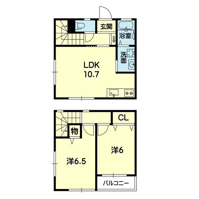 メゾネットパークフロント国府(2LDK/1階)の間取り写真