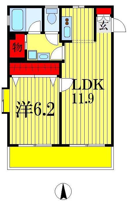 BAY SIDE COURT弐番館(1LDK/1階)の間取り写真