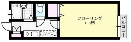 シャルム中村II(1K/2階)の間取り写真