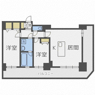 グランドタワー札幌(2LDK/21階)の間取り写真