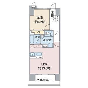 スリーアイランドタワー星ヶ丘(1LDK/13階)の間取り写真