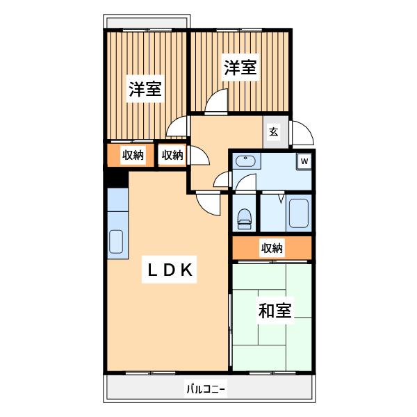 さがみ野さくらマンション14号棟(3LDK/2階)の間取り写真