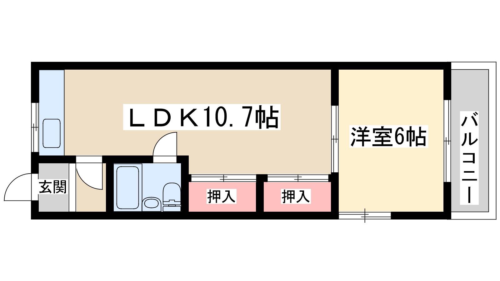 橋本第2総合ビル(1LDK/3階)の間取り写真
