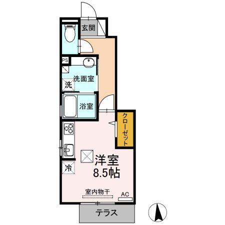 アデランテ(ワンルーム/1階)の間取り写真