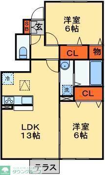 アルコバレーノ(2LDK/1階)の間取り写真