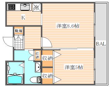 リアンシエルブルー東比恵(1LDK/7階)の間取り写真