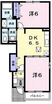 ラフレシール(2DK/1階)の間取り写真