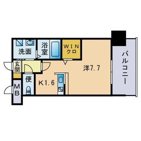 エンクレストベイ天神東Ⅱ(1K/4階)の間取り写真