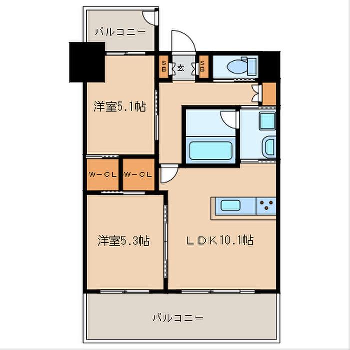 LUCIS高宮(2LDK/3階)の間取り写真