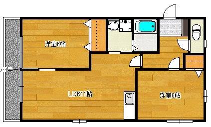 サンナガオ(2LDK/2階)の間取り写真